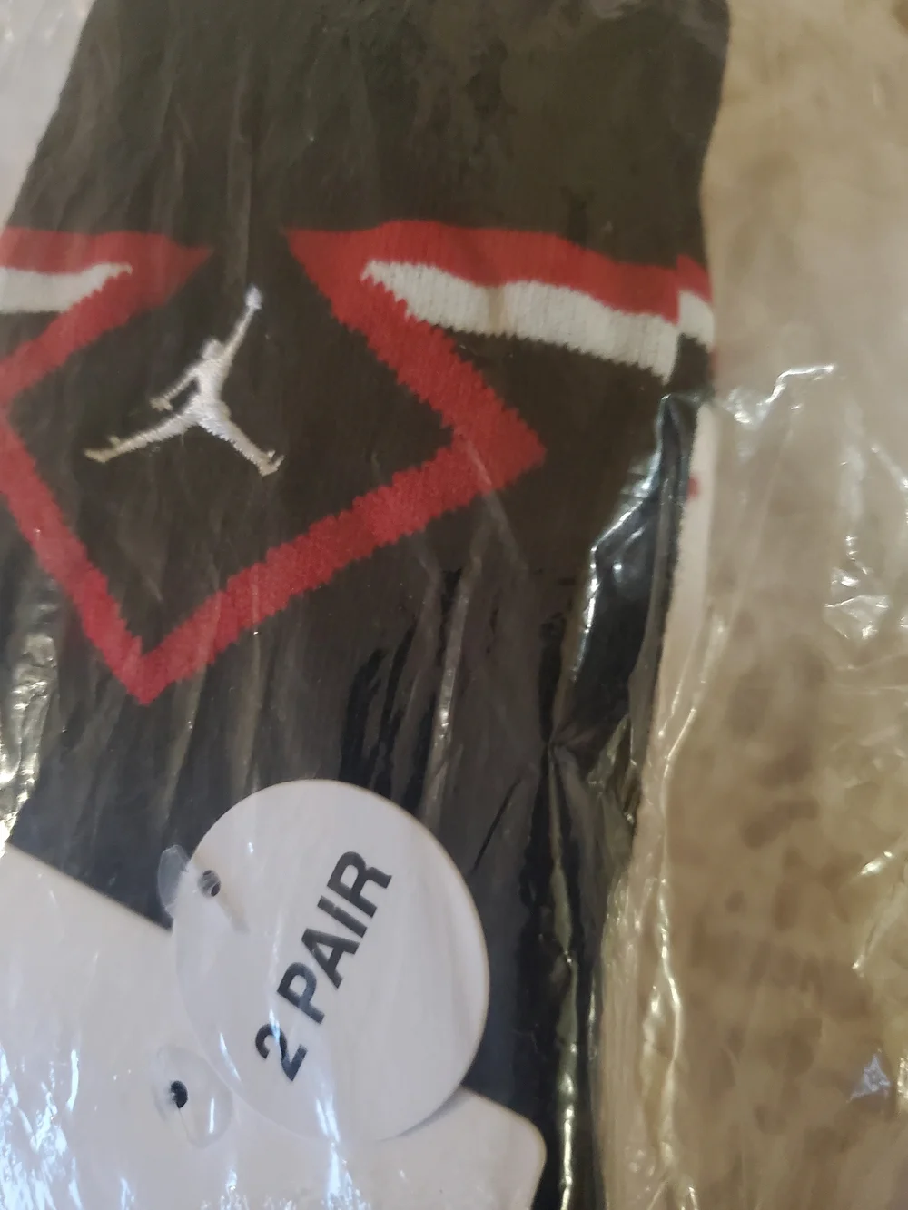 Jordan Big Kids Diamond Logo High Crew Socks, Set of 2 Black/ White Size 7-9